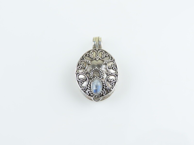 Sterling Silver, Rainbow Moonstone, Locket Pendant