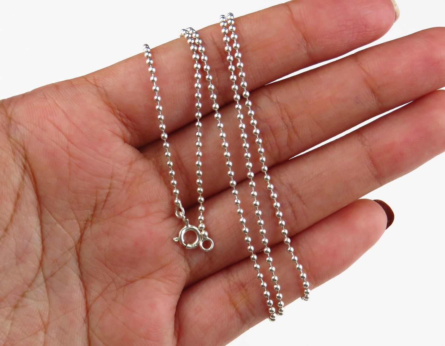 Sterling Silver Bead Chain 24 inches  BC_128J