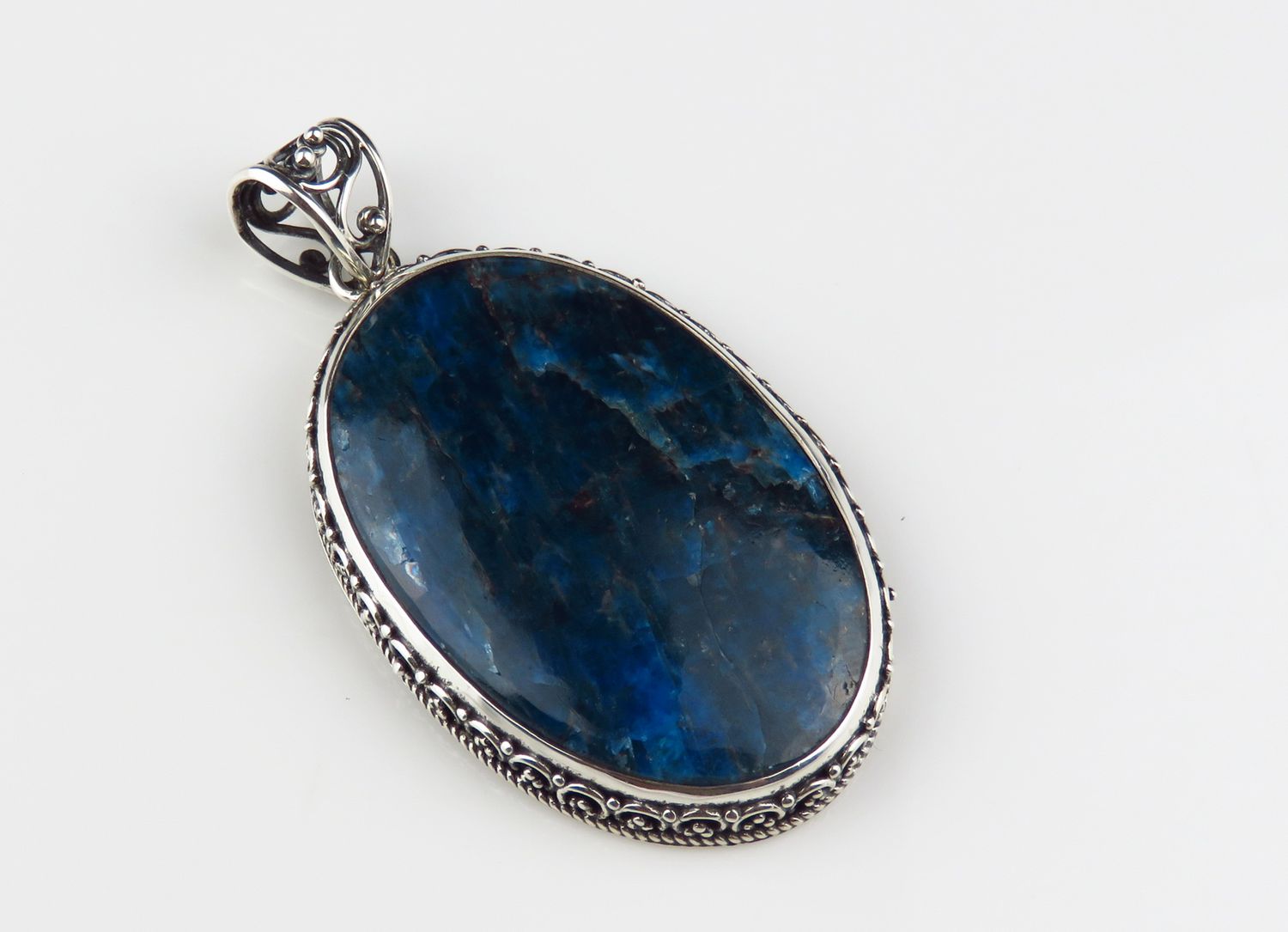 Sterling Silver Azurite Gemstone Pendant BGP_1049J