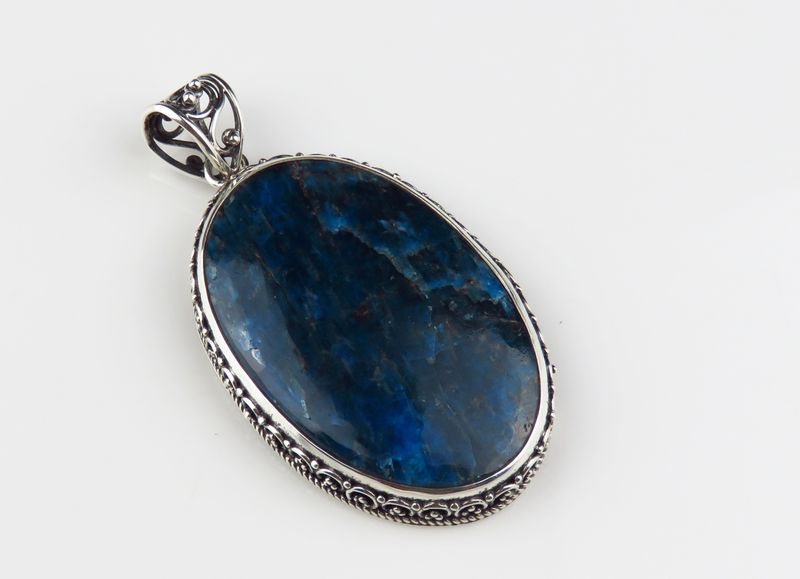 Sterling Silver Azurite Gemstone Pendant BGP_1049J