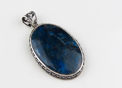 Sterling Silver Azurite Gemstone Pendant BGP_1049J