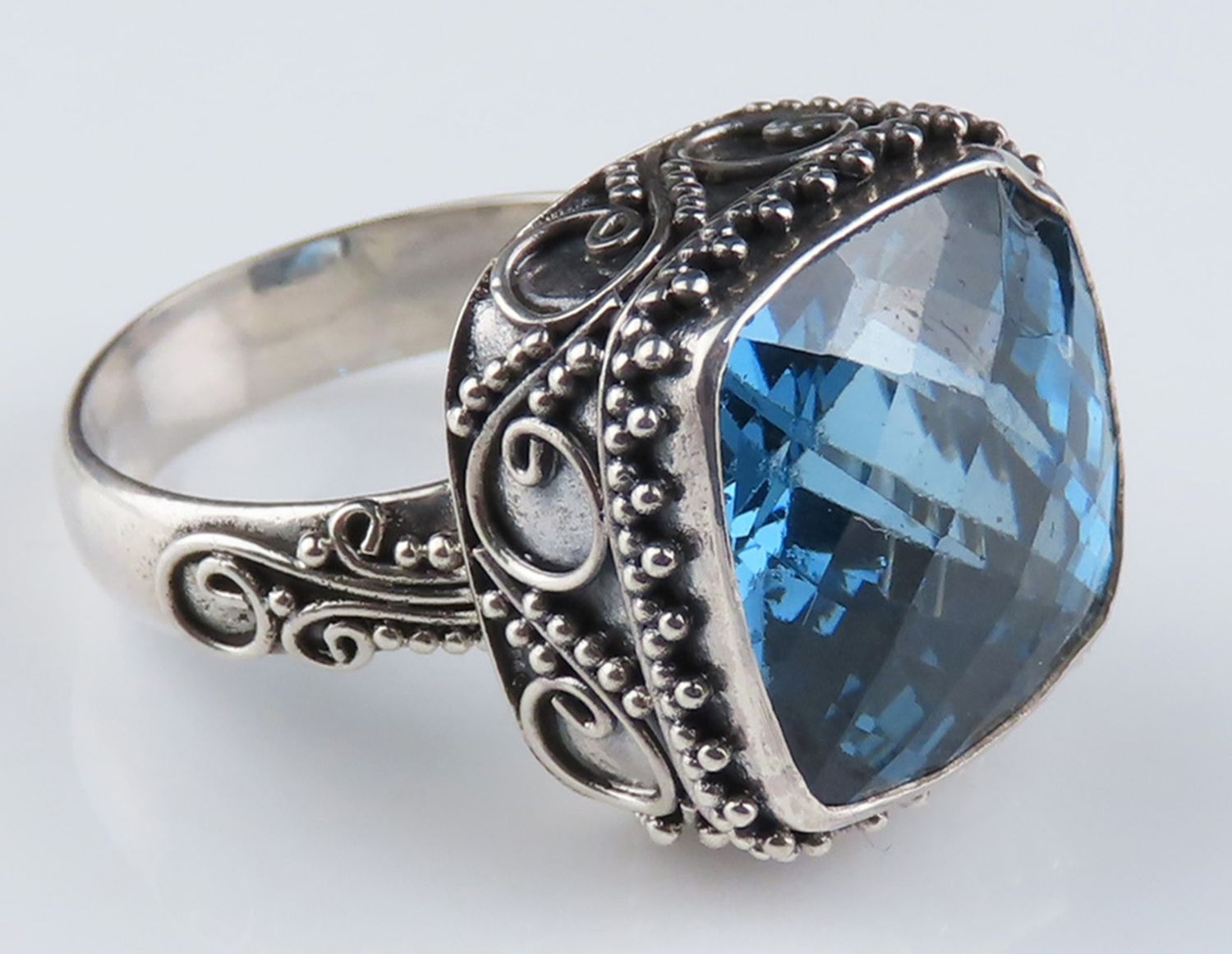 Sterling Silver Blue Topaz Gemstone Ring BR_1259J