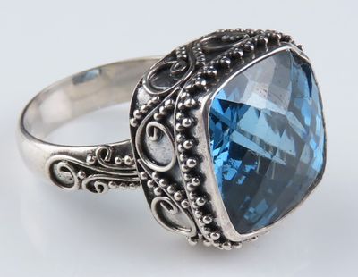 Sterling Silver Blue Topaz Gemstone Ring BR_1259J