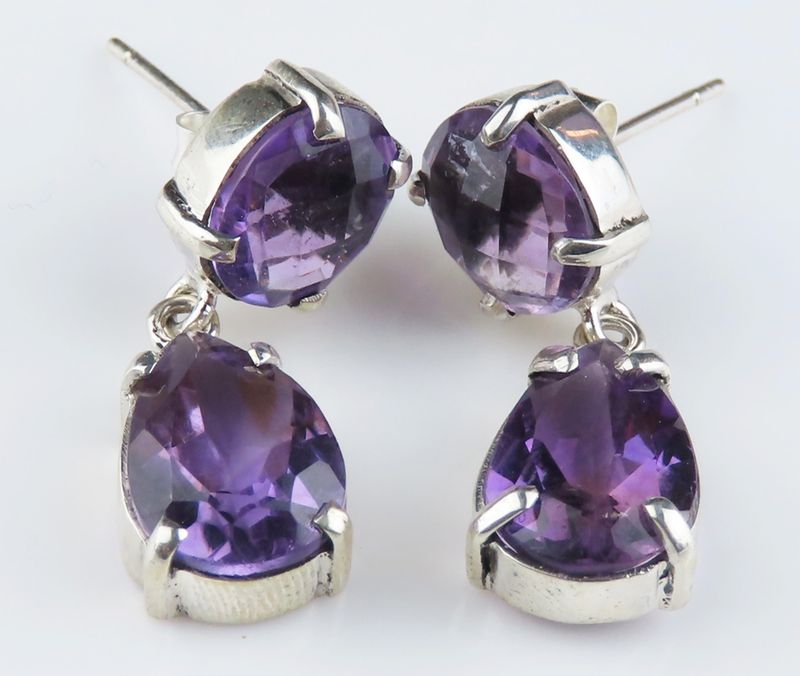Sterling Silver Amethyst Gemstone Danggle Earring BERG_543J