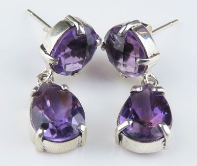 Sterling Silver Amethyst Gemstone Danggle Earring BERG_543J