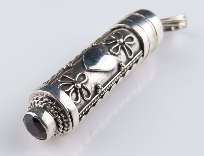 Sterling Silver Garnet Gemstone Cremation Bottle BGP_1079J