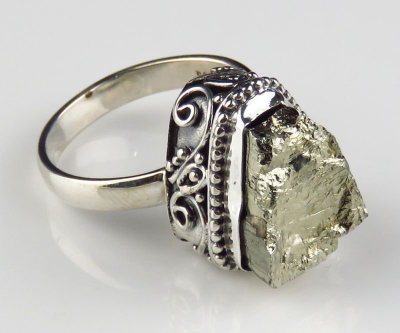 Sterling Silver Pyrite Gemstone Ring BR-1264J