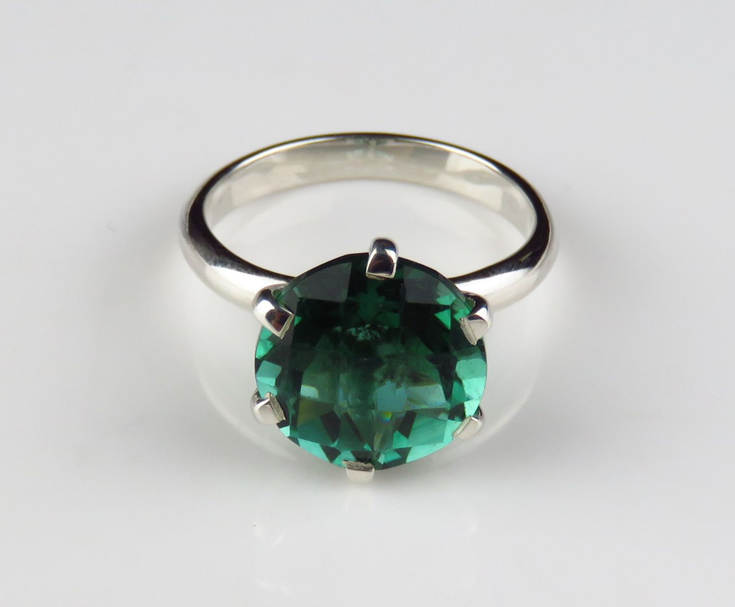 Sterling Silver Green Quartz Gemstone Ring BR-1265J