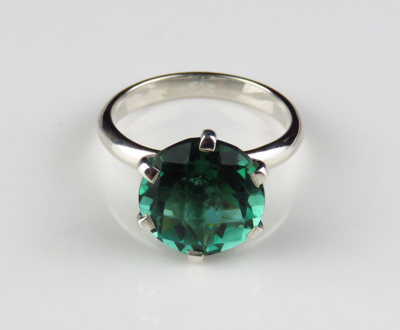 Sterling Silver Green Quartz Gemstone Ring BR-1265J