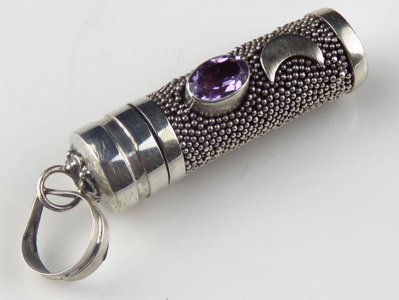 Sterling Silver Amethyst Gemstone Cremation Bottle BGP_1081J