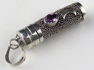 Sterling Silver Amethyst Gemstone Cremation Bottle BGP_1081J