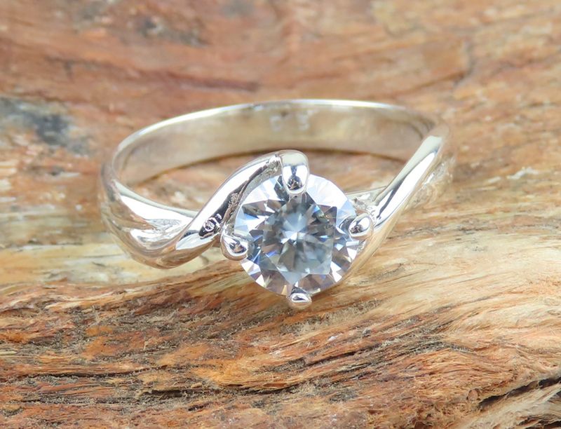 Sterling silver, Moissanite, Gemstone ring R_1225