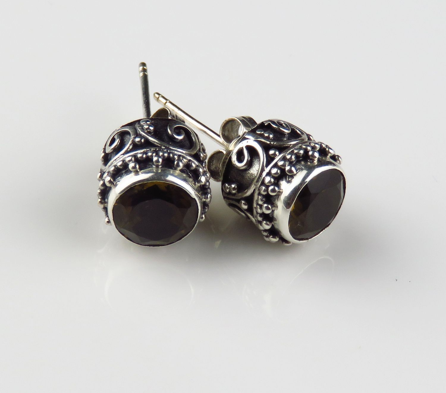 Sterling Silver Champagne Quartz Gemstone Earring BERG-546J