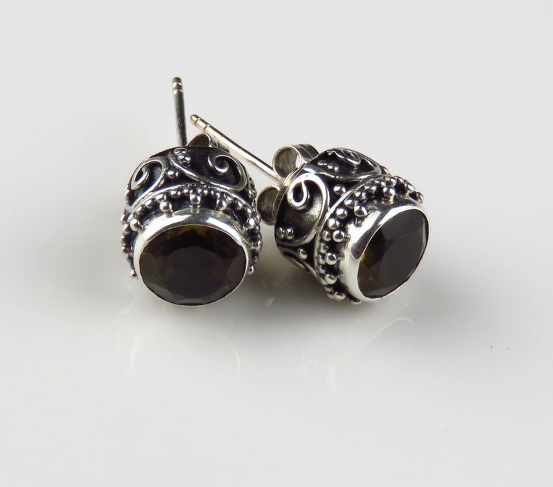 Sterling Silver Champagne Quartz Gemstone Earring BERG-546J