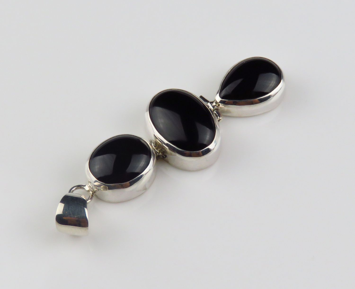 Sterling Silver Black Onyx Gemstone Pendant BGP-1098J