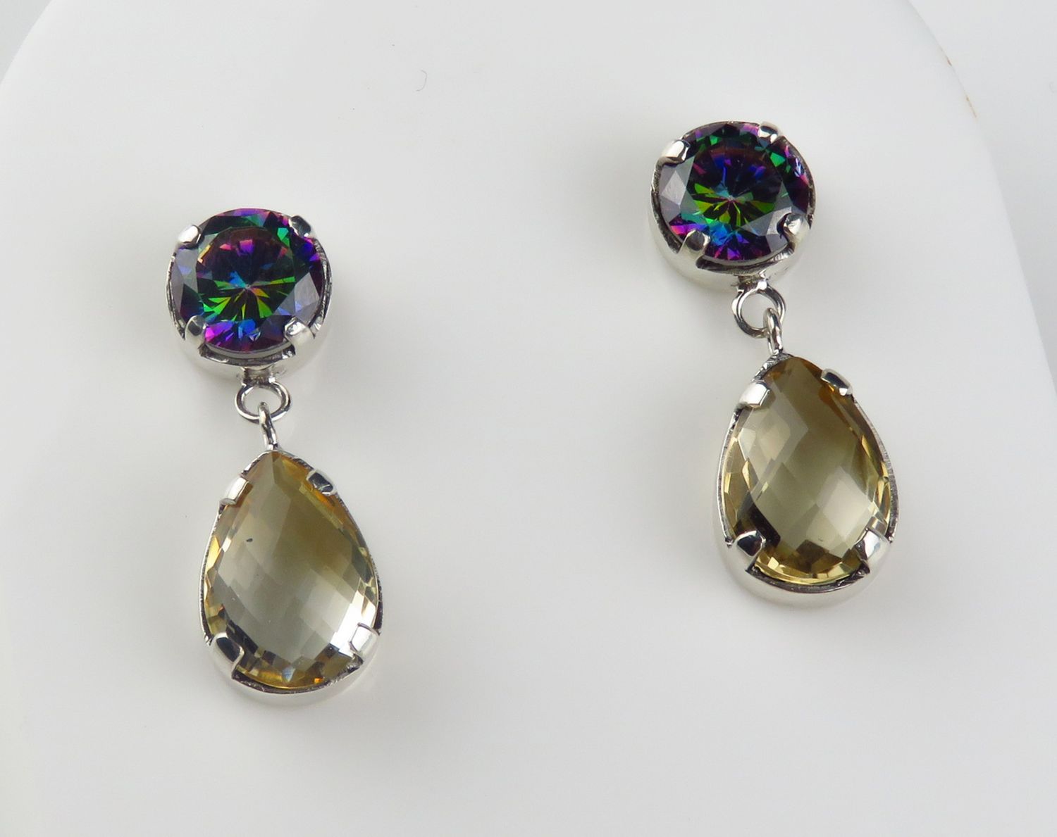 Sterling Silver Mystic Quartz Citrine Gemstone Dangle Earring BERG-547J