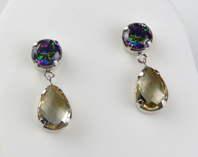 Sterling Silver Mystic Quartz Citrine Gemstone Dangle Earring BERG-547J