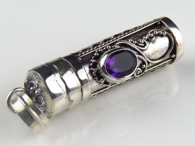 Sterling Silver Amethyst Gemstone Cremation Bottle BGP-1087J