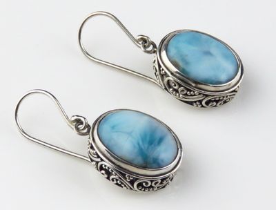 Sterling Silver Larimar Gemstone Dangle Earring BERG-161J