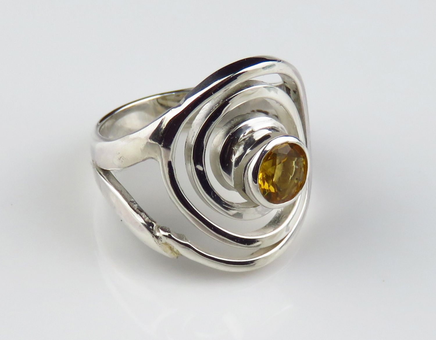Sterling Silver Citrine Gemstone Ring BR-231J