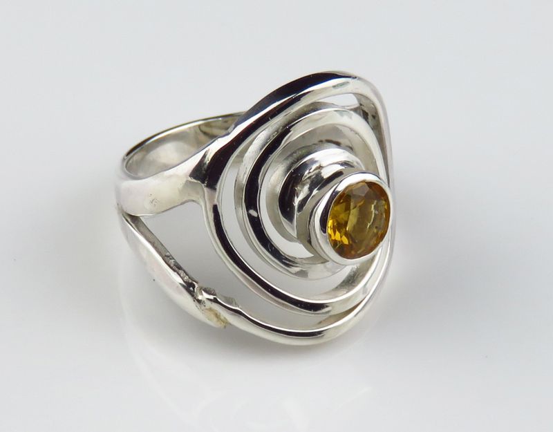 Sterling Silver Citrine Gemstone Ring BR-231J