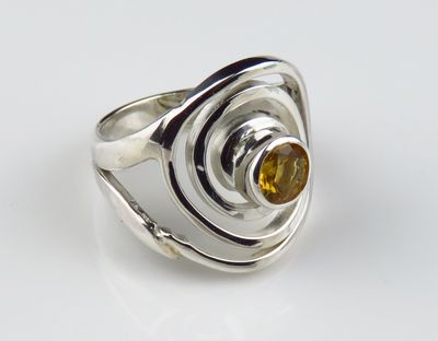 Sterling Silver Citrine Gemstone Ring BR-231J