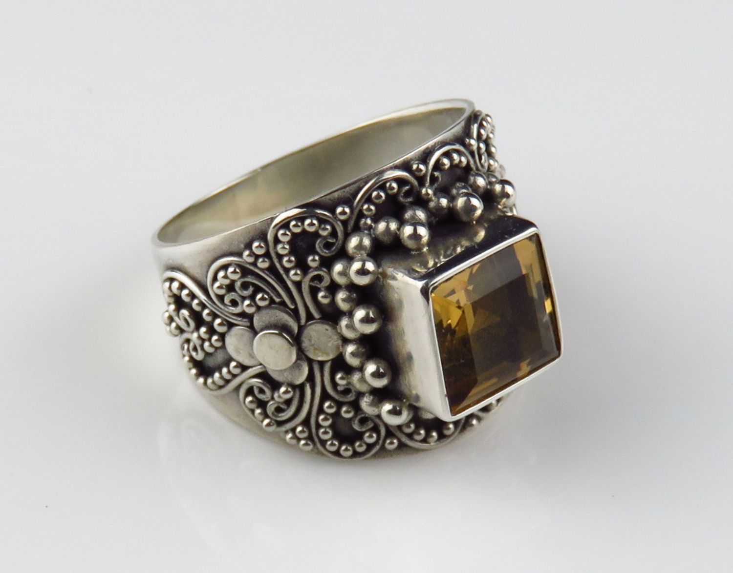 Sterling Silver Citrine Gemstone Ring BR-234J
