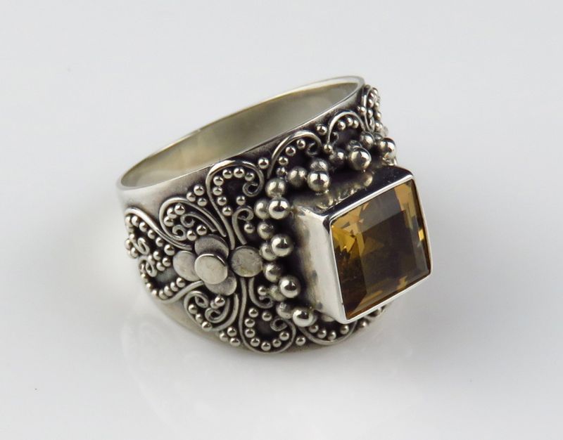 Sterling Silver Citrine Gemstone Ring BR-234J