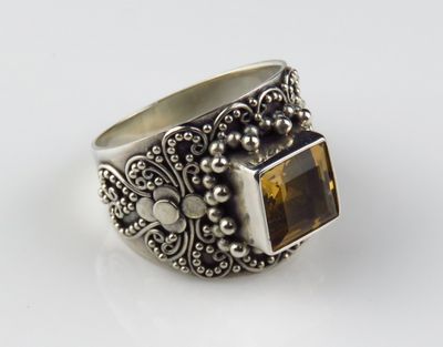 Sterling Silver Citrine Gemstone Ring BR-234J