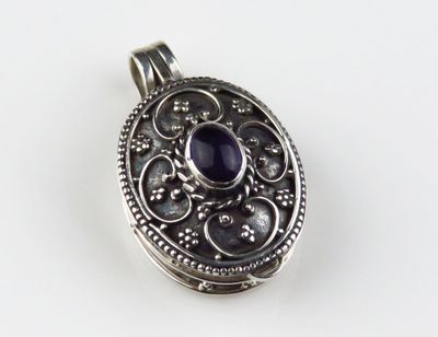Sterling silver Amethyst Gemstone Oval Shape Locket Pendant BGP-1063J