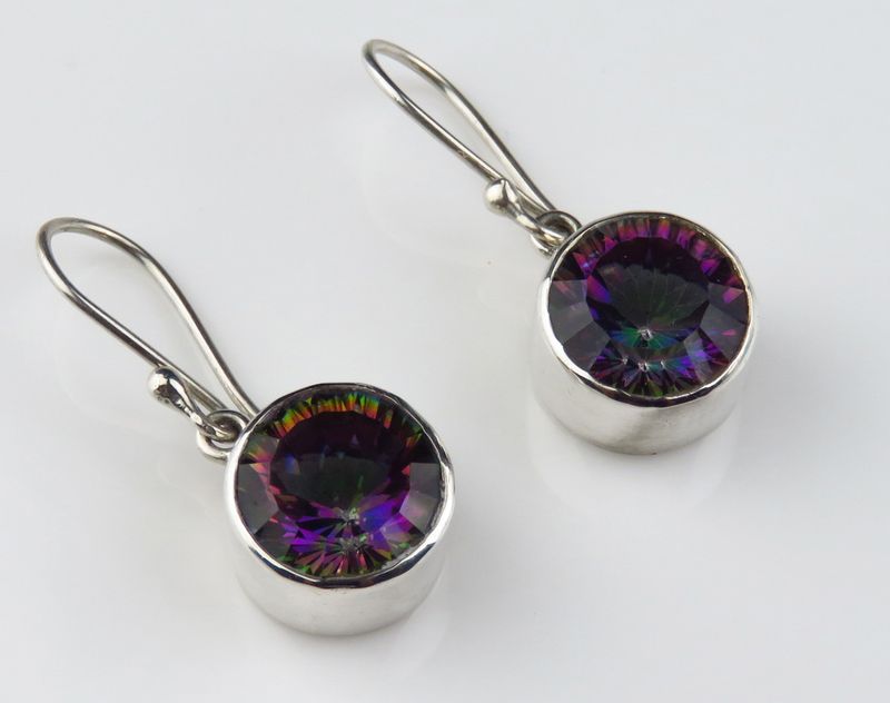 ​Sterling Silver Mystic Topaz Gemstone Dangle Earring BERG-153J