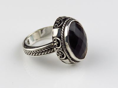 Sterling Silver Smoket Quartz Gemstone Ring BR-325J