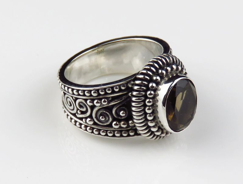​Sterling Silver Smokey Quartz Gemstone Ring BR-372J
