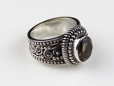 ​Sterling Silver Smokey Quartz Gemstone Ring BR-372J