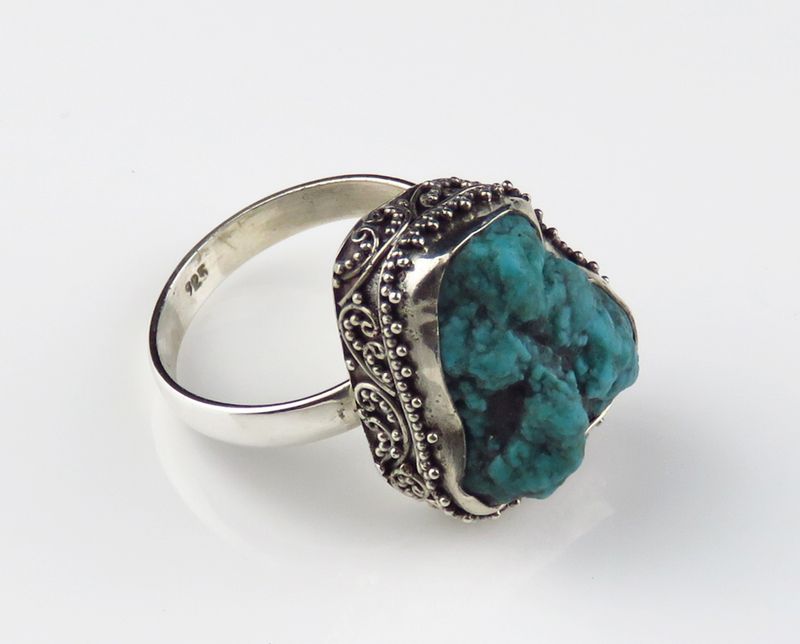 Sterling Silver Turquoise Gemstone Ring BR-449J