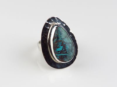 Sterling Silver Chrysocolla Gemstone Ring BR-453J