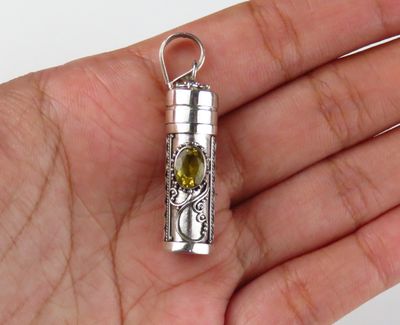 Sterling Silver Citrine Gemstone Cremation Bottle BGP-1088J