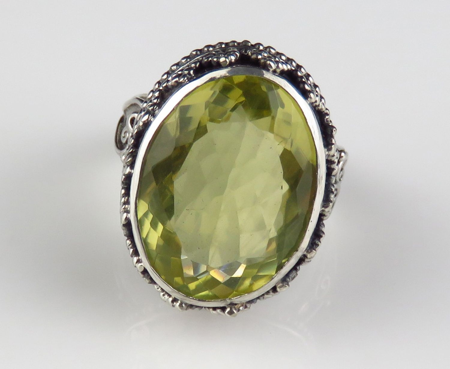 Sterling Silver Lemon quartz Gemstone Ring BR-1272J
