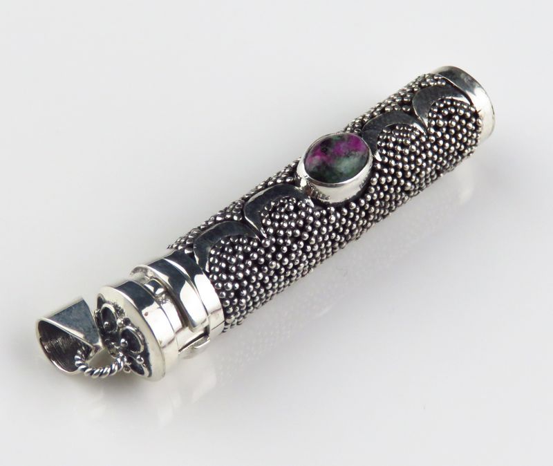 Sterling Silver Ruby Zoisite Gemstone Perfume Pendant BGP-1097J