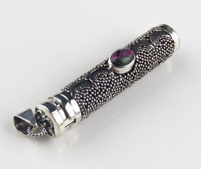 Sterling Silver Ruby Zoisite Gemstone Perfume Pendant BGP-1097J
