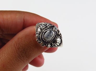 Sterling Silver Rainbow Moonstone Locket Ring BR-1274J