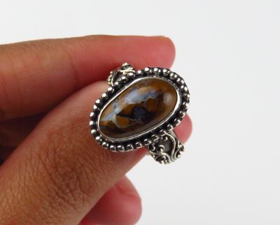 Sterling Silver Austalian Boulder Opal Gemstone Ring BR-1273J