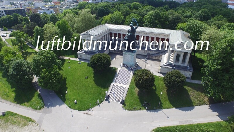 Luftbildfoto, Luftaufnahme, Luftbild, Foto mit Drohne, München, Foto von oben, Sehenswürdigkeit, Bavaria, Theresienwiese, Altes Messegelände, Ruhmeshalle