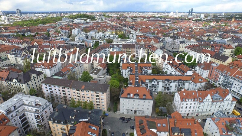 Luftbildfoto, Luftaufnahme, Luftbild, Foto mit Drohne, München, Foto von oben, Schwabing, Bauerstrasse, Kurfürstenplatz, Wohngebiet,