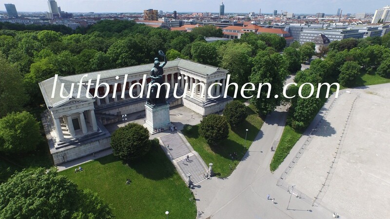 Luftbildfoto, Luftaufnahme, Luftbild, Foto mit Drohne, München, Foto von oben, Sehenswürdigkeit, Bavaria, Theresienwiese, Altes Messegelände, Ruhmeshalle