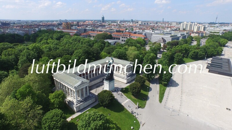 Luftbildfoto, Luftaufnahme, Luftbild, Foto mit Drohne, München, Foto von oben, Sehenswürdigkeit, Bavaria, Theresienwiese, Altes Messegelände, Ruhmeshalle