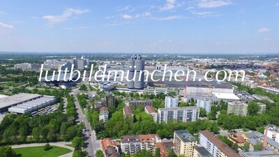 Luftbildfoto, Luftaufnahme, Luftbild, Foto mit Drohne, München, Foto von oben, Sehenswürdigkeit, BMW Zentrale, BMW Werk, Milbertshofen, BMW Welt