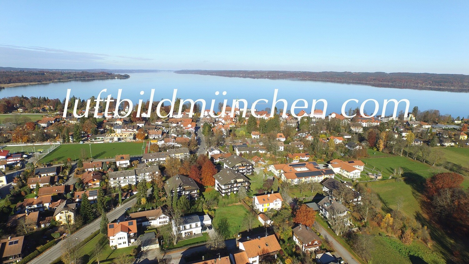 Luftbildfoto, Luftaufnahme, Luftbild, Foto mit Drohne, München, Foto von oben, Starnberger See, Seeshaupt, Bayern, Oberbayern, Dorf, Voralpenland,