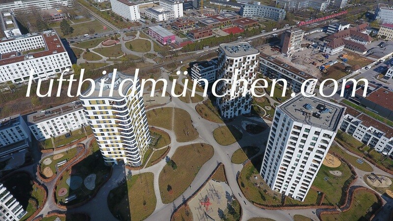 Luftbildfoto, Luftaufnahme, Luftbild, Foto mit Drohne, München, Foto von oben, Wohngebiet, Hochhaus, Carola Neher Strasse, Neubaugebiet, Obersendling,