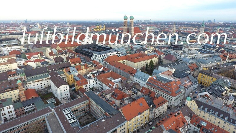 Luftbildfoto, Luftaufnahme, Luftbild, Foto mit Drohne, München, Foto von oben, Wohngebiet, Hochhaus, Innenstadt, Altstadt, Frauenkirche, Damenstfiftstrasse,